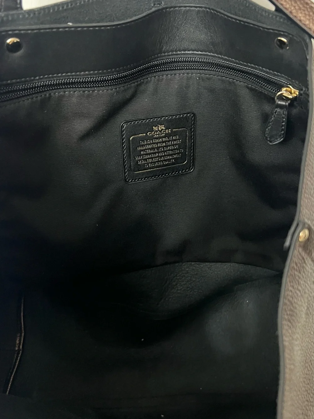 Coach Metallic Bronze Pebbled Leather Tote with Gold Hardware